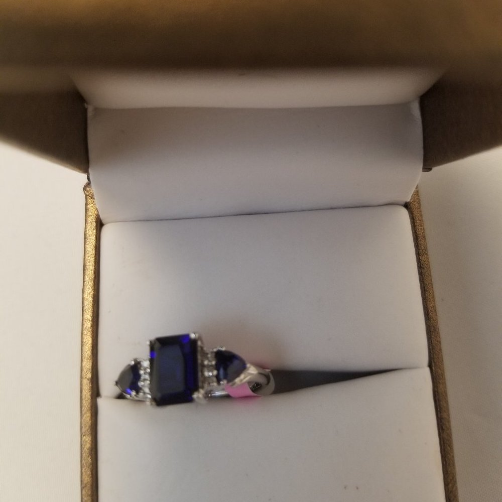 Sterling Silver and LC Sapphire Ring